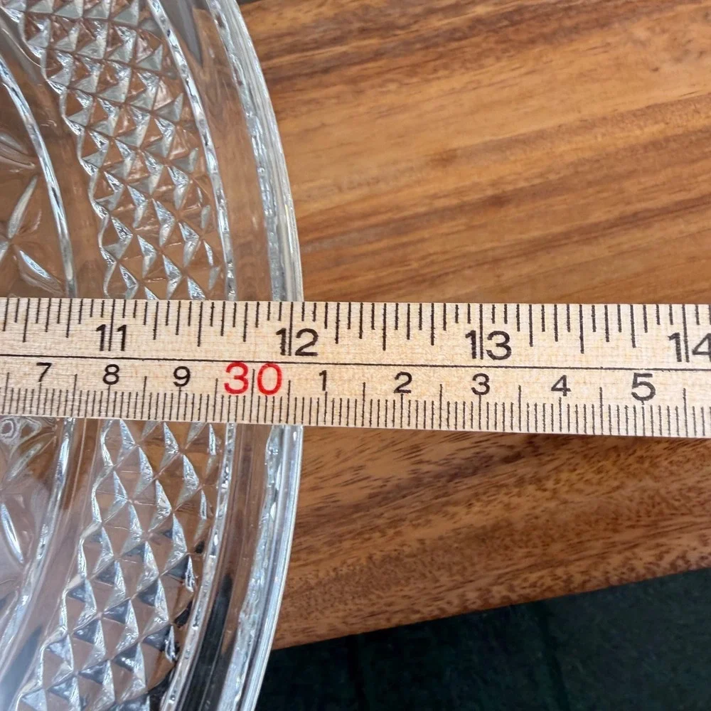 Anchor Hocking Wexford Glass Cake Stand Vintage Diamond Point Pedestal 12 Inch